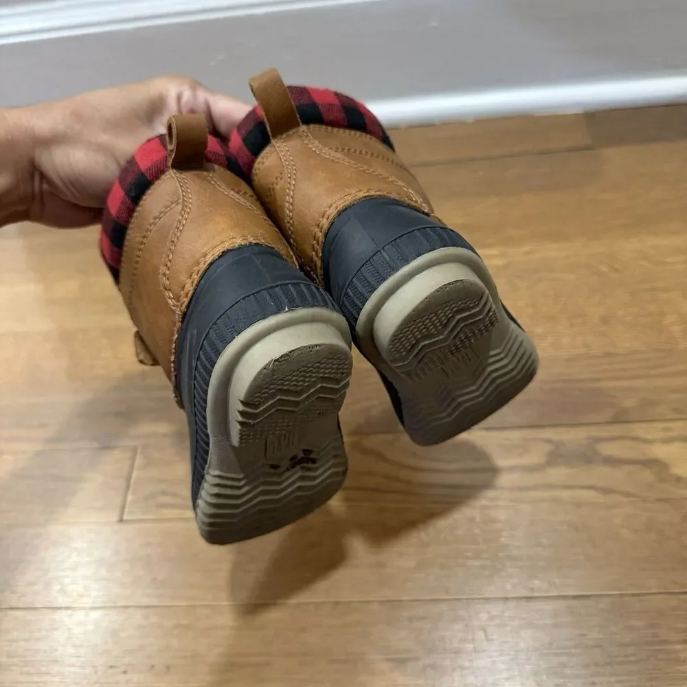 Gap Brown Black Red Plaid 3M Thinsulate Insulated Snow Boots Toddlefrs Sz 7